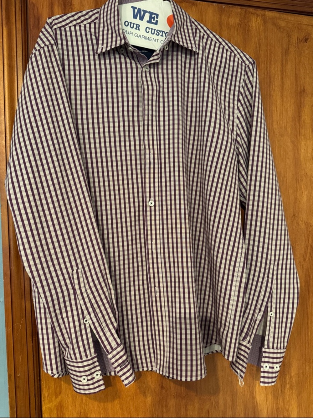 Men's Checked Long-Sleeve Dress Shirt in Purple